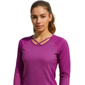 Columbia Long Sleeve Active Top Cross Back Athletic Shirt Pink Size M